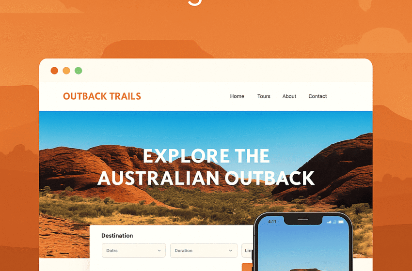 Featured image of Outback Trails adventure travel platform in Australia showcasing scenic tours and booking interface