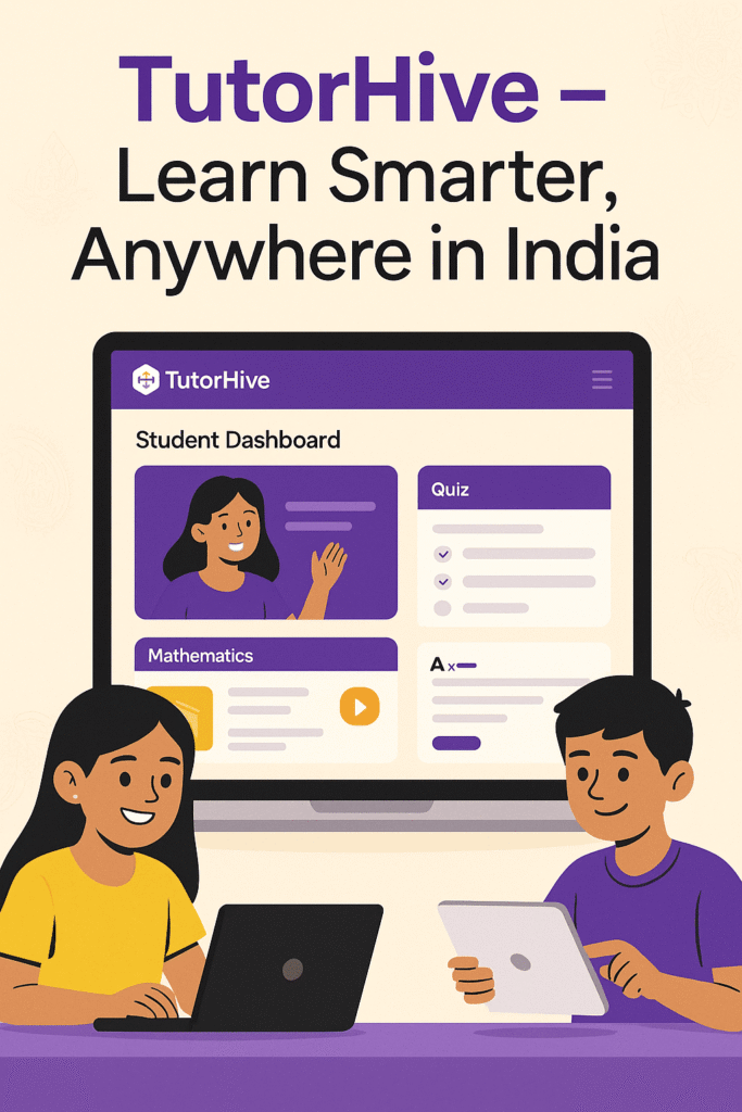 Promotional graphic showcasing Tutor Hive’s e-learning platform interface