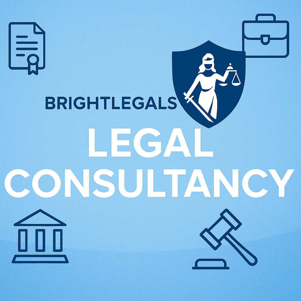 Promotional graphic showcasing BrightLegals CRM and legal consultancy website design by GD Coders