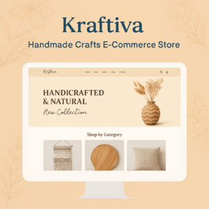 Homepage screenshot of Kraftiva Creations' interior design website built by GD Coders