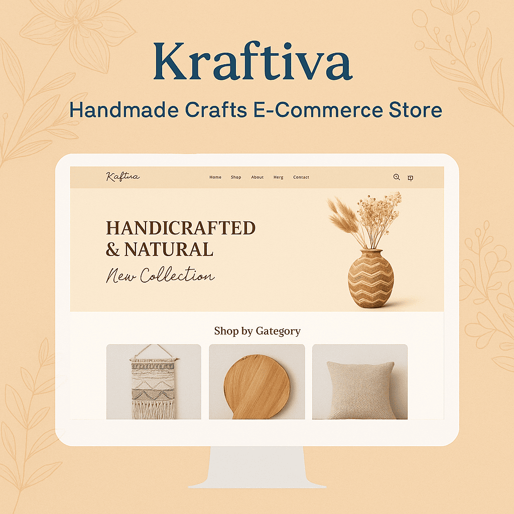 Homepage screenshot of Kraftiva Creations' interior design website built by GD Coders